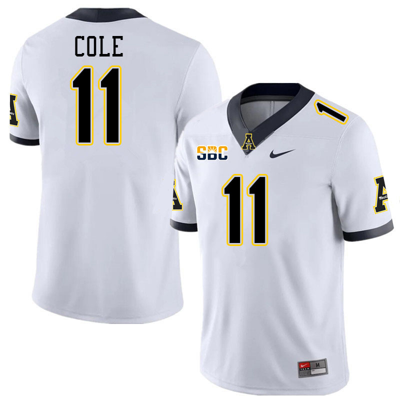 Men #11 Avarion Cole Appalachian State Mountaineers College Football Jerseys Stitched-White